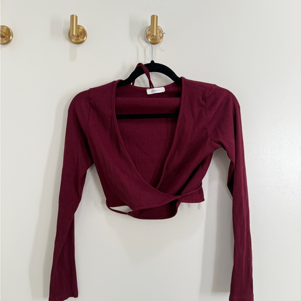 Women's Burgundy Wrap Top